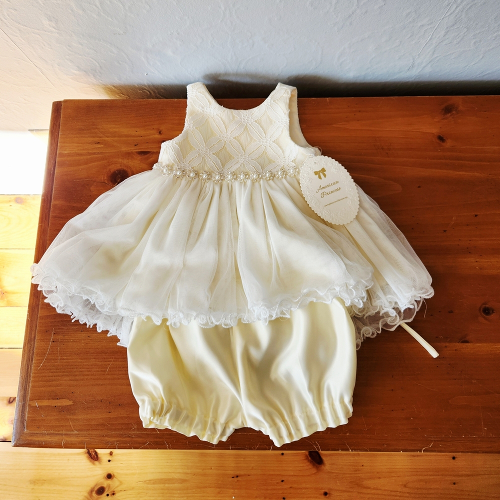 NWT American Princess 9m Cream/Ivory Formal Dress w/Bloomers